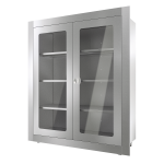 Commercial Recessed Double Glass Door Storage Cabinet